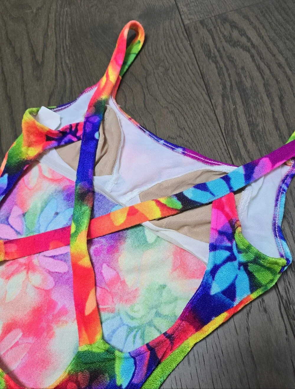 🆕️ Vintage Electric Beach by Jantzen Neon Floral High Cut One Piece Swimsuit